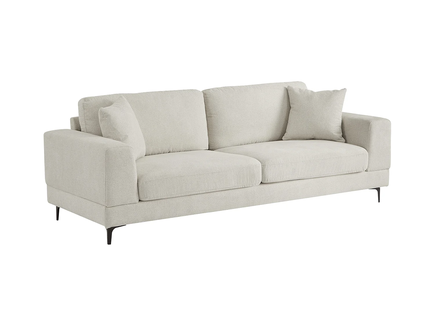 Sofá de 3 plazas y sillón de tela texturizada beige JAMOLO