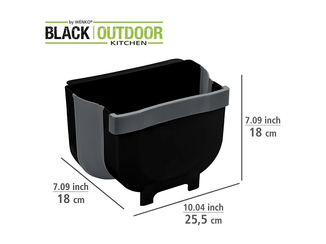 Poubelle pour porte de placard Wenko Fago 55028100 5 L Noir Pliable