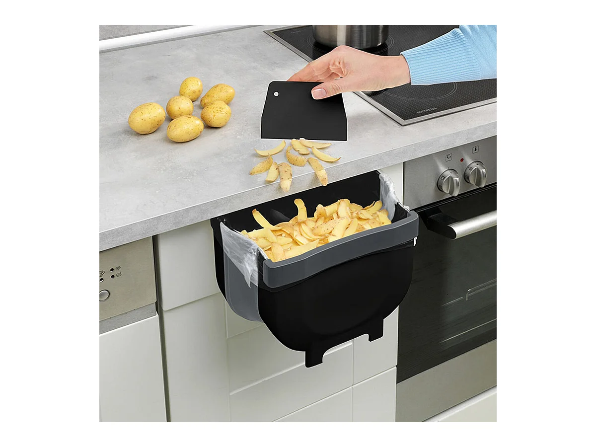 Poubelle pour porte de placard Wenko Fago 55028100 5 L Noir Pliable