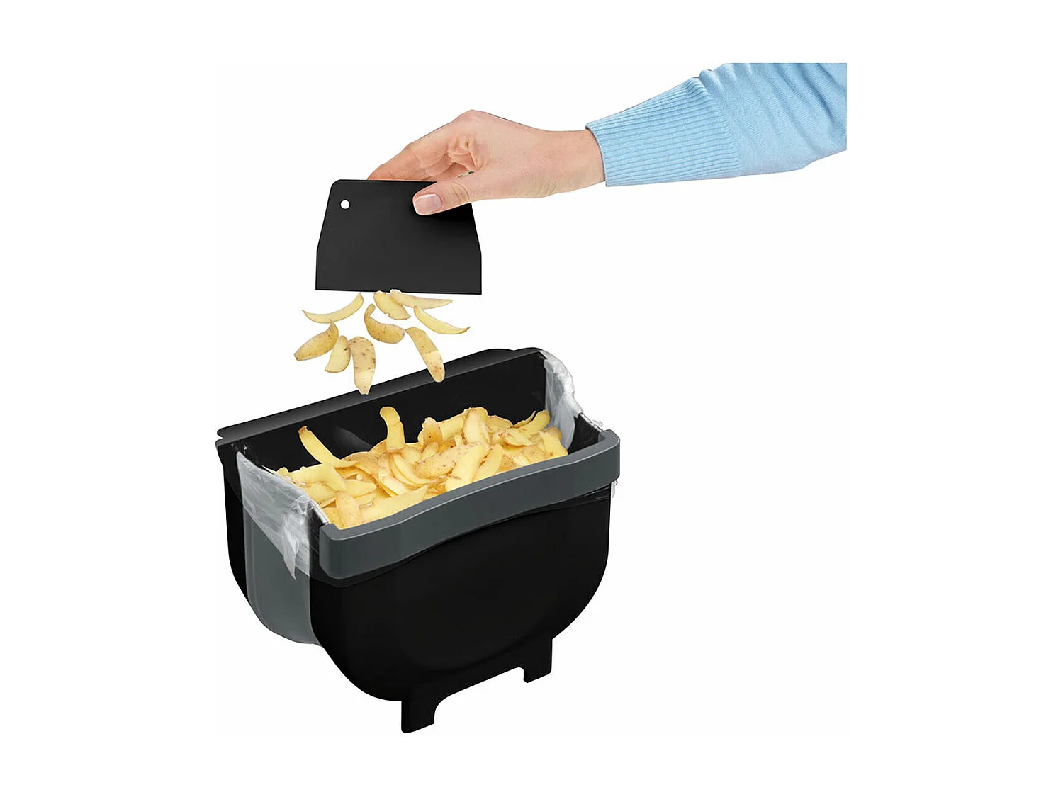 Poubelle pour porte de placard Wenko Fago 55028100 5 L Noir Pliable