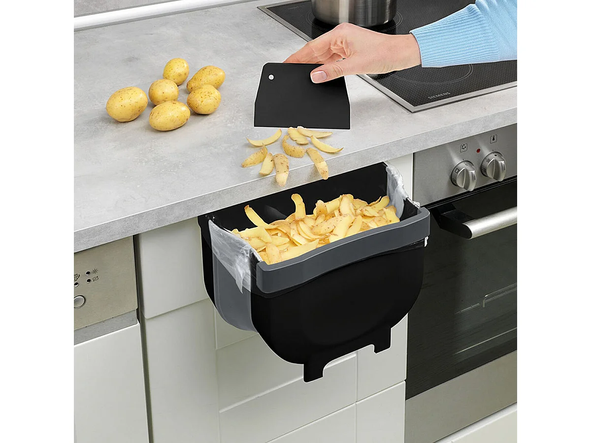 Poubelle pour porte de placard Wenko Fago 55028100 5 L Noir Pliable