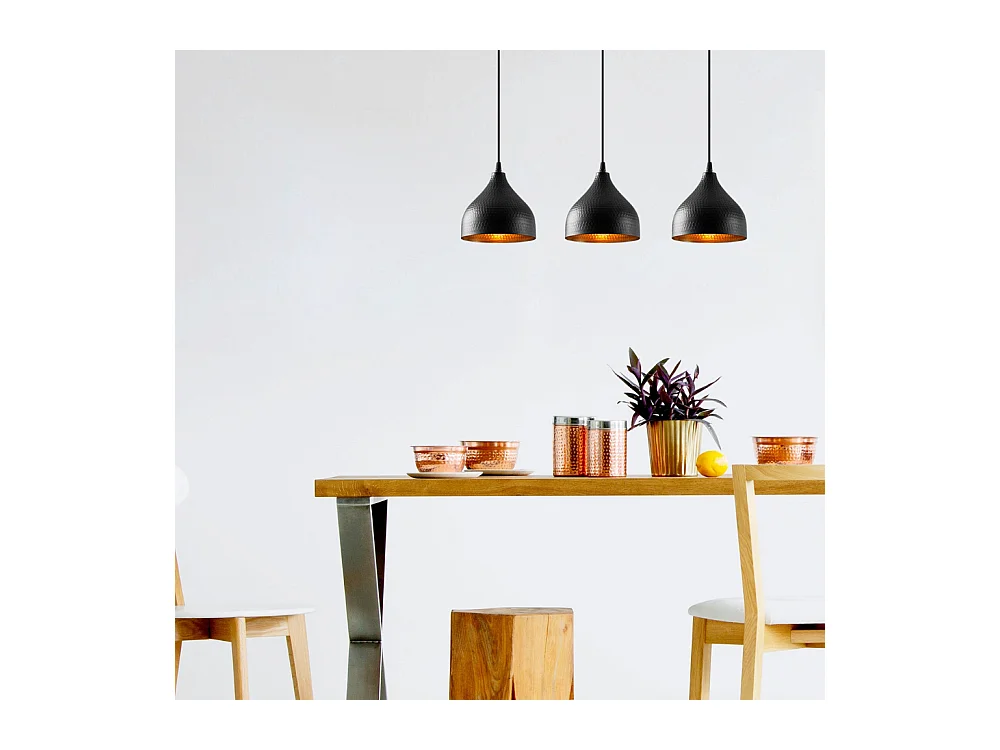 Suspension en métal noir 3 ampoules LOUISE