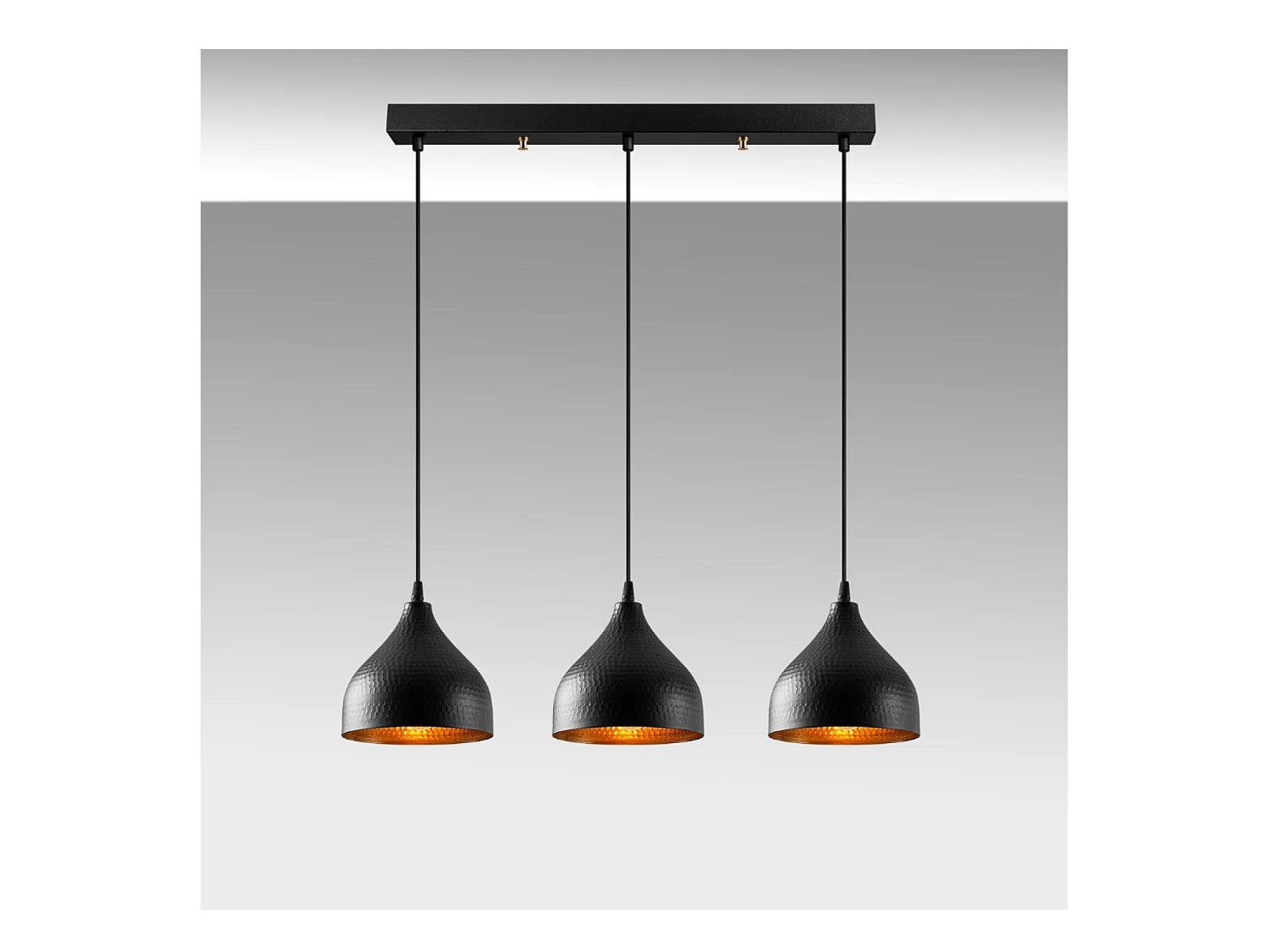 Suspension en métal noir 3 ampoules LOUISE