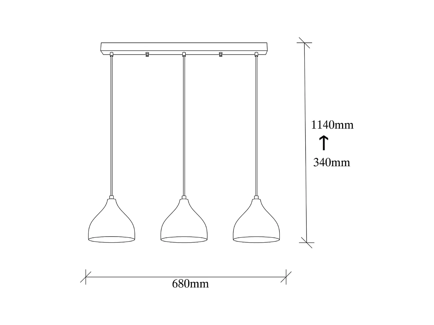 Suspension en métal noir 3 ampoules LOUISE