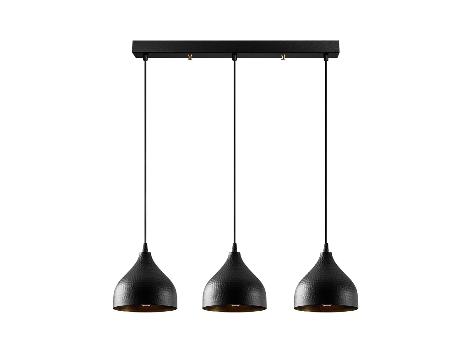 Suspension en métal noir 3 ampoules LOUISE