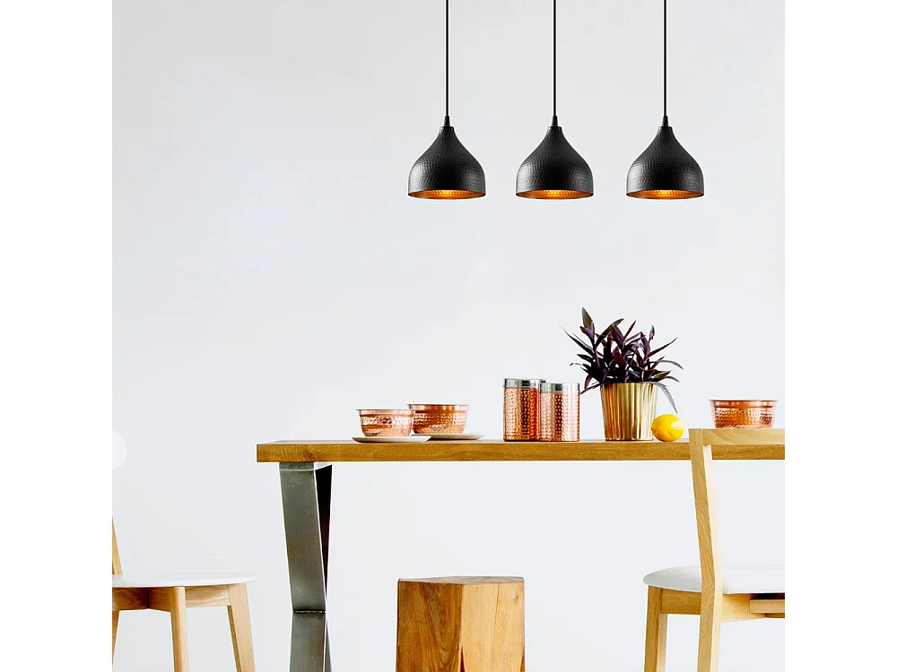 Suspension en métal noir 3 ampoules LOUISE