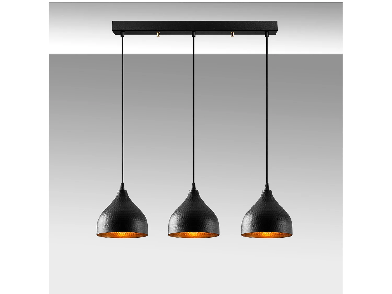 Suspension en métal noir 3 ampoules LOUISE