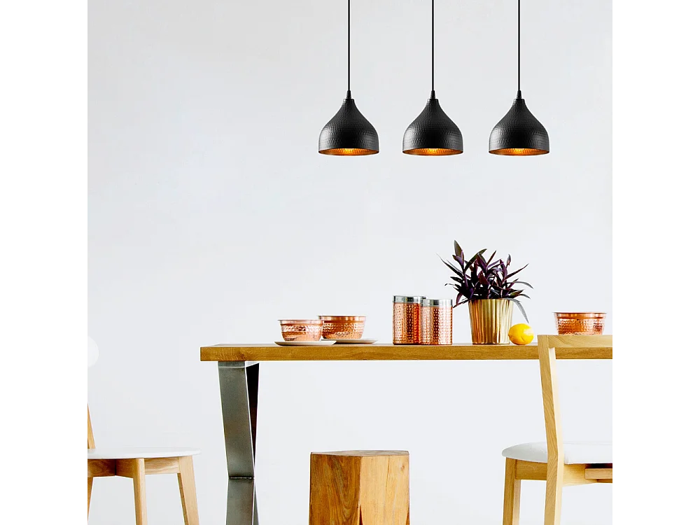 Suspension en métal noir 3 ampoules LOUISE