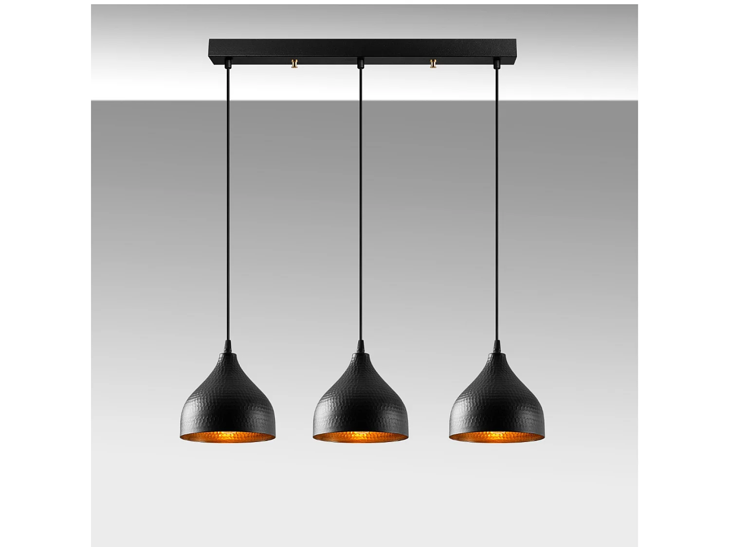 Suspension en métal noir 3 ampoules LOUISE