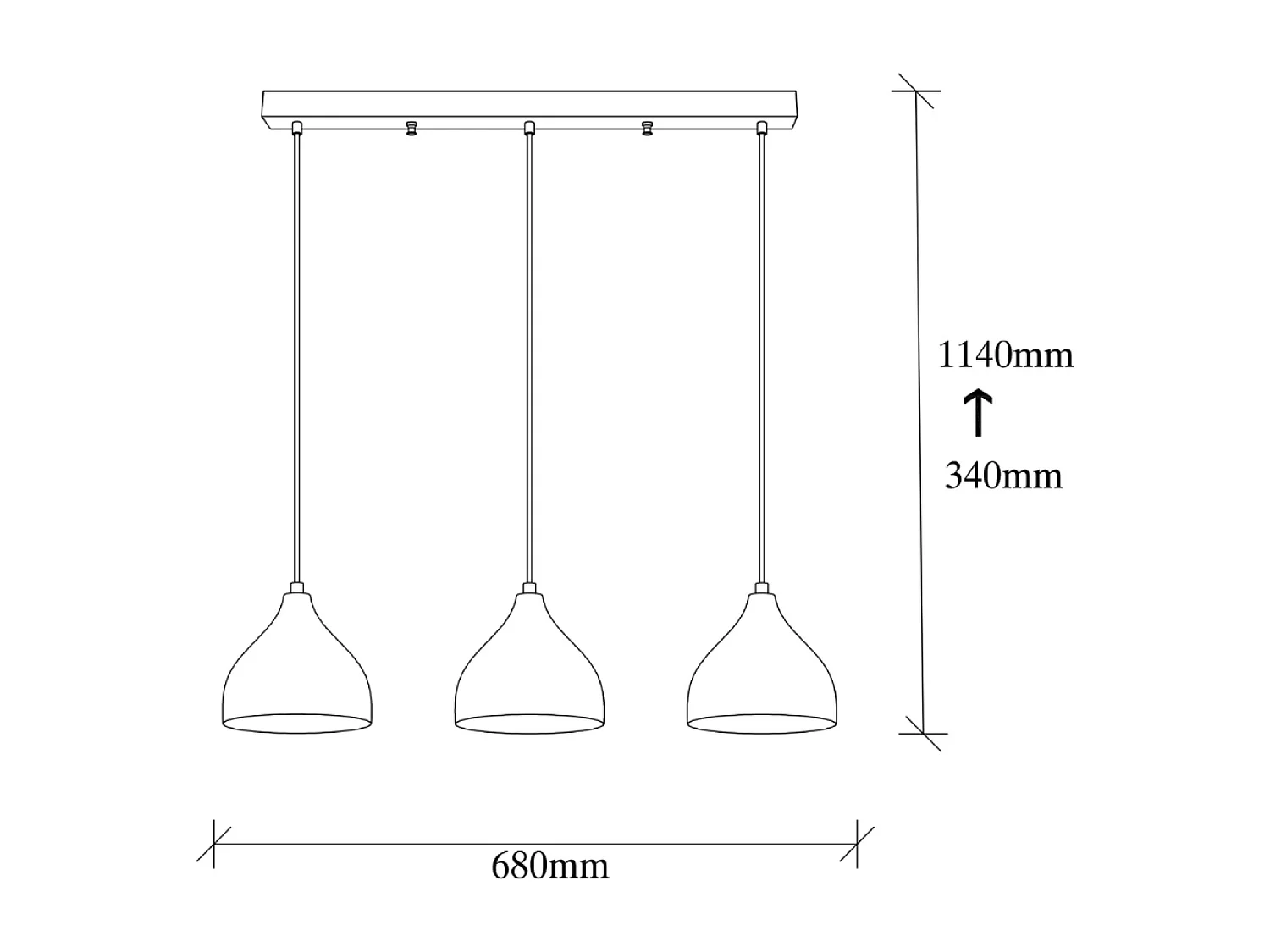 Suspension en métal noir 3 ampoules LOUISE