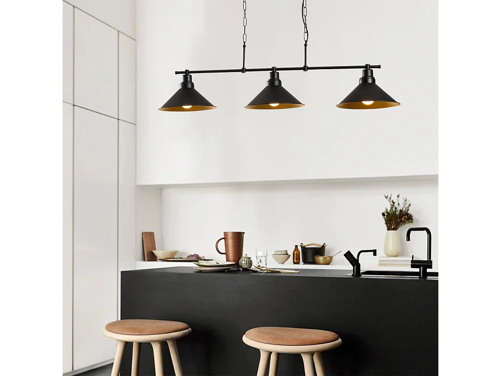 Suspension industreille noire 3 ampoules ERIKA