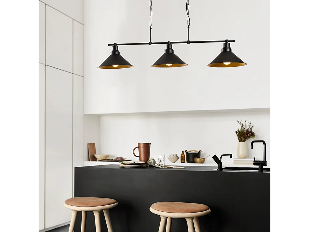 Suspension industreille noire 3 ampoules ERIKA