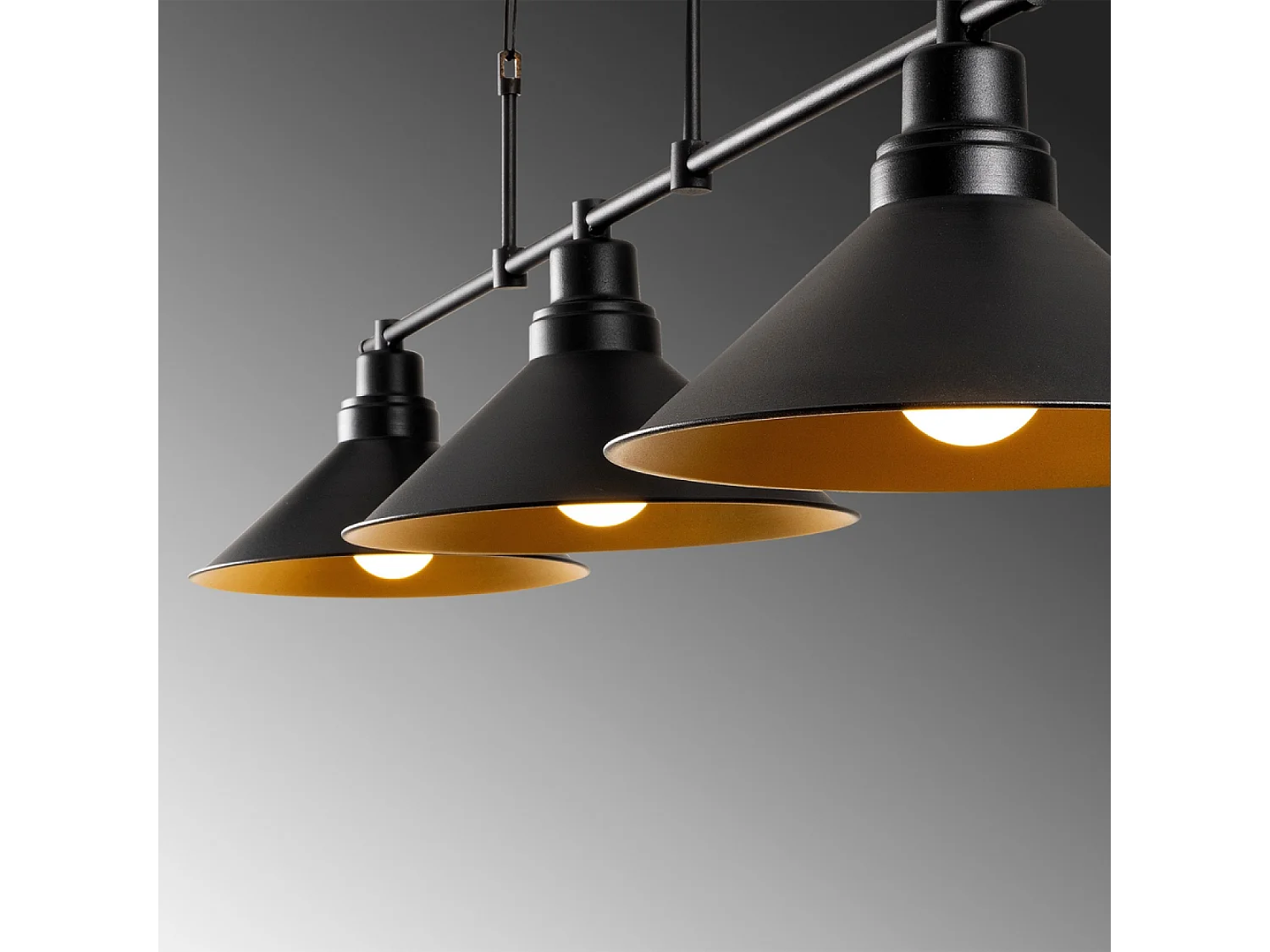 Suspension industreille noire 3 ampoules ERIKA