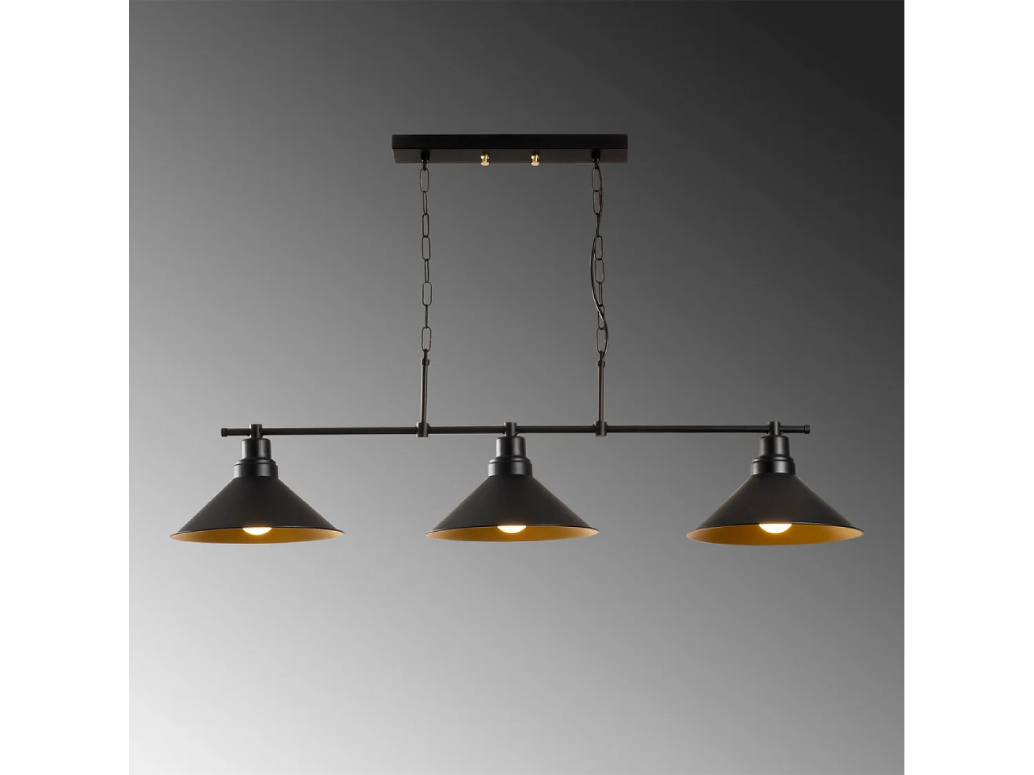 Suspension industreille noire 3 ampoules ERIKA