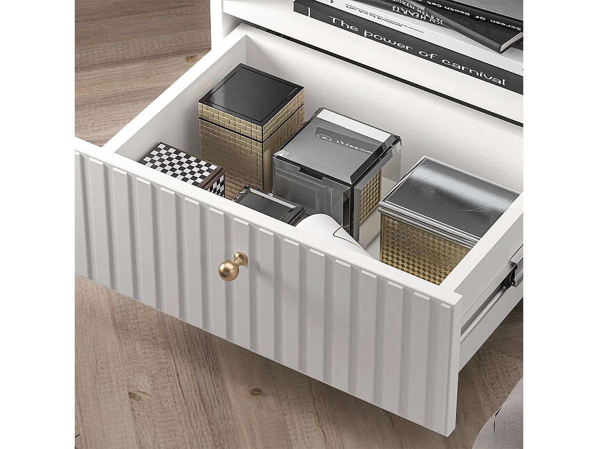 Mesa de cabeceira 1 gaveta Luor branco 48cm