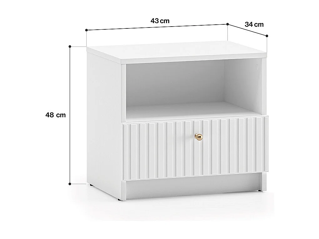 Mesa de cabeceira 1 gaveta Luor branco 48cm