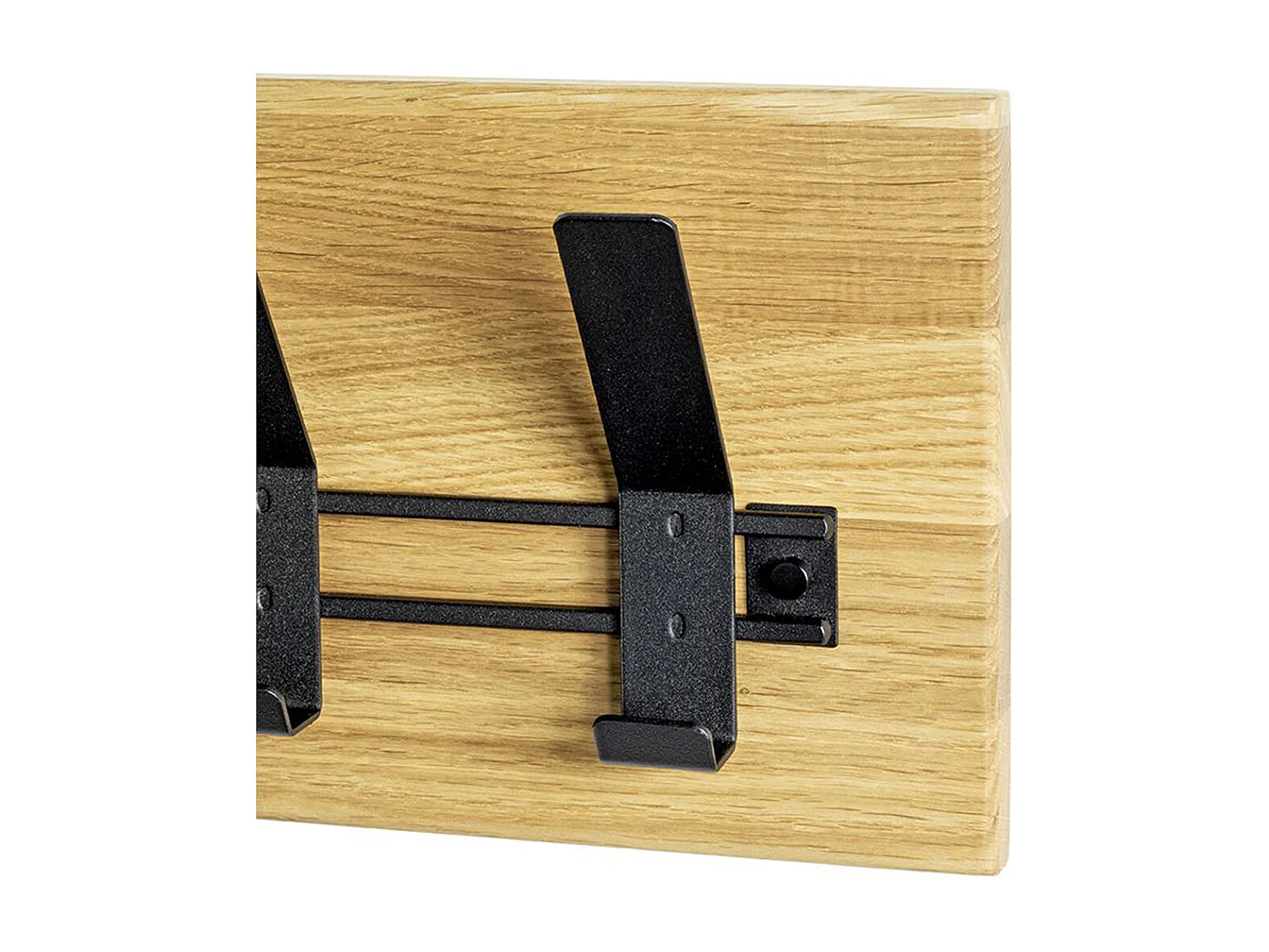 Garderobe murale, Patère murale en bois massif coloris chêne et métal noir -longueur 60 x profondeur 10 x hauteur 20 cm