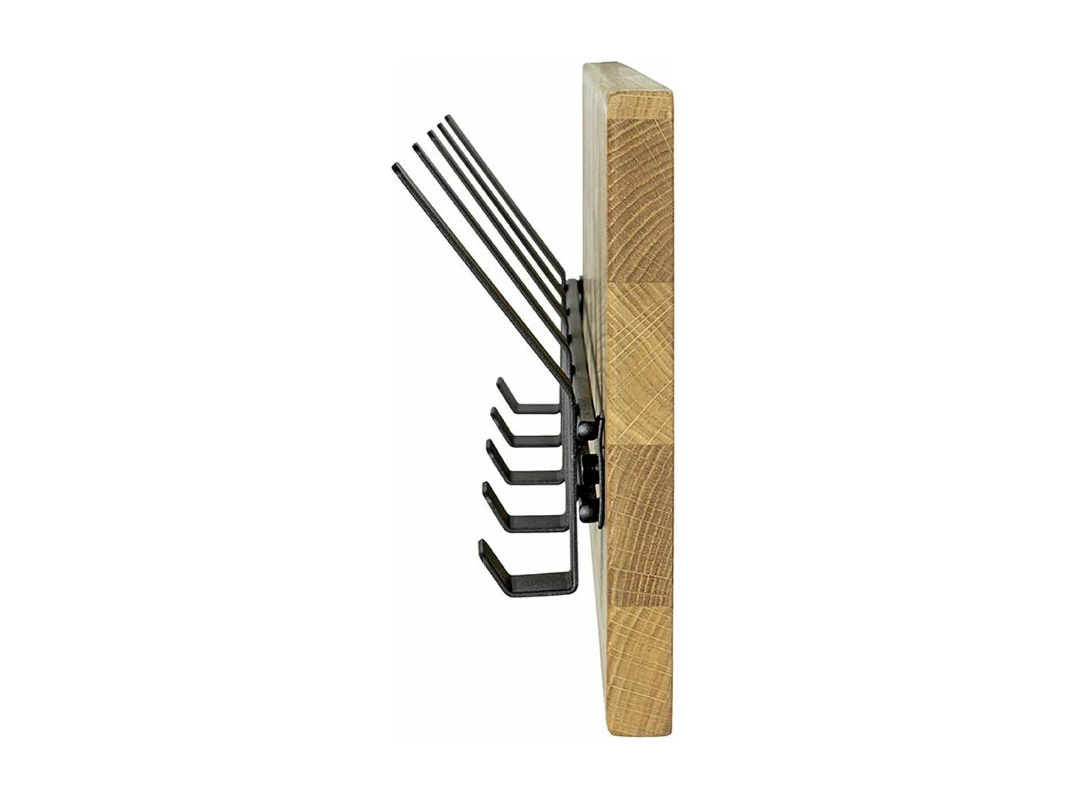 Garderobe murale, Patère murale en bois massif coloris chêne et métal noir -longueur 60 x profondeur 10 x hauteur 20 cm