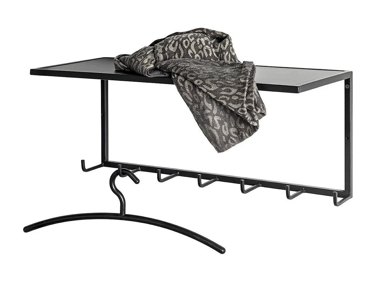 Garderobe murale, Patère murale en métal coloris noir  -longueur 60 x profondeur 25 x hauteur 25 cm