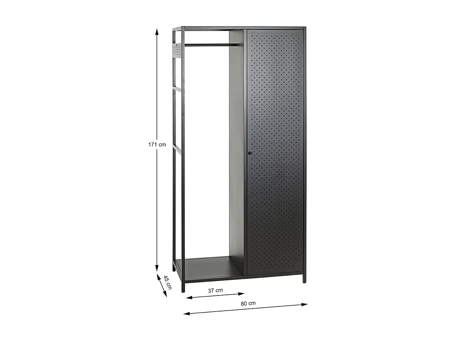 Porte-manteau en métal coloris noir  -longueur 80 x profondeur 45 x hauteur 171 cm