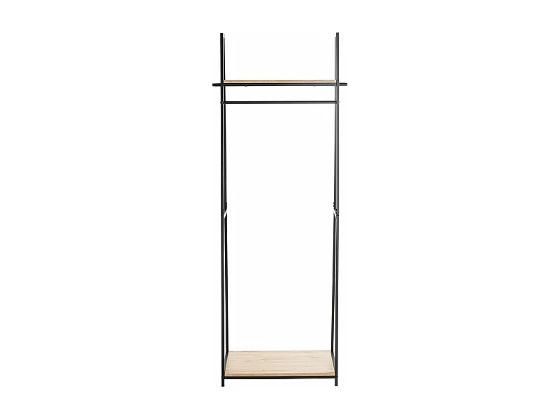 Porte-manteau en bois coloris chêne et métal noir  - longueur 68 x profondeur 40 x hauteur 166 cm