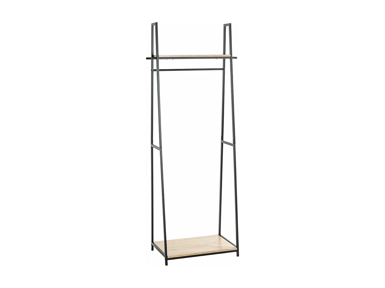 Porte-manteau en bois coloris chêne et métal noir  - longueur 68 x profondeur 40 x hauteur 166 cm