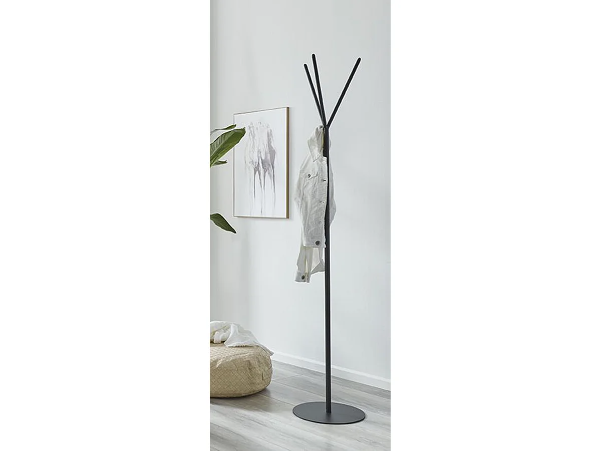 Porte-manteau en métal coloris noir - diamètre 35 x hauteur 173 cm