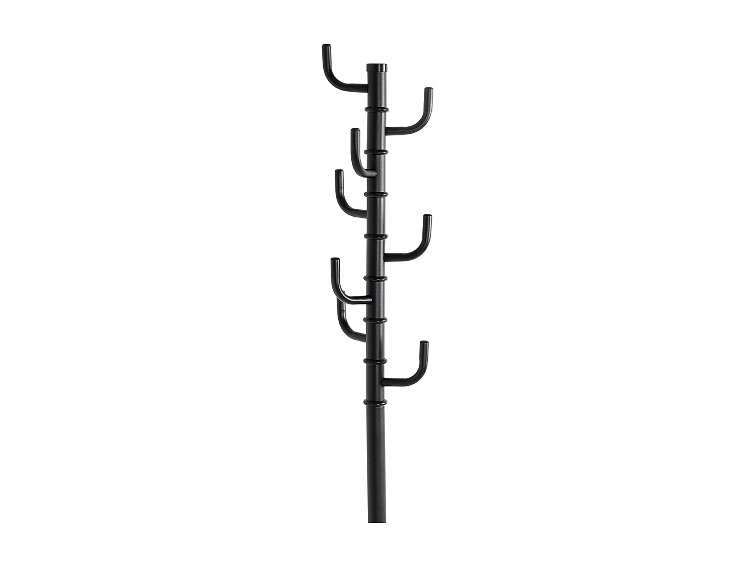 Porte-manteau avec 8 crochets en métal coloris noir  - diamètre 29  x hauteur 170 cm
