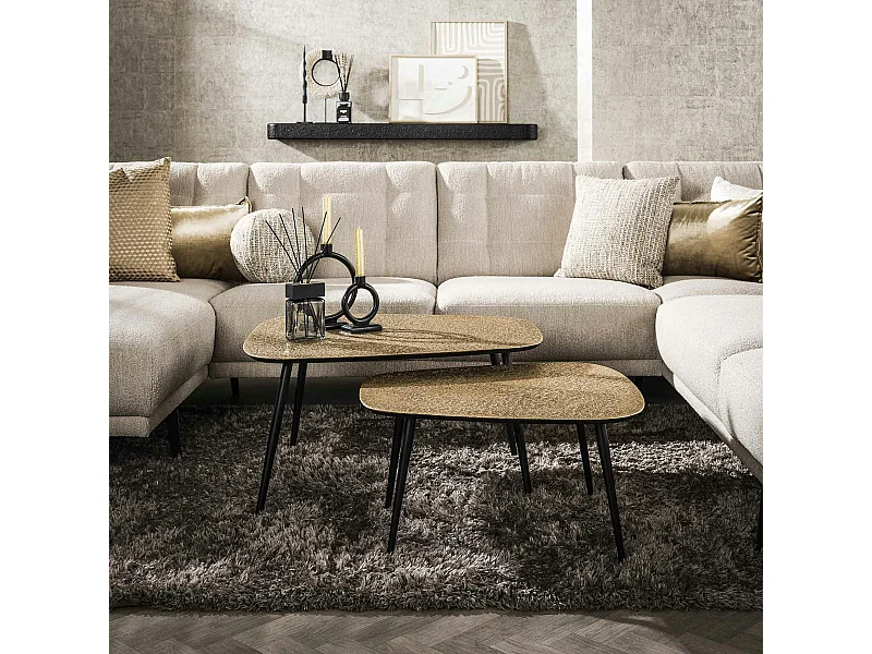 Table de salon organique effet métal doré (lot de 2) RALF