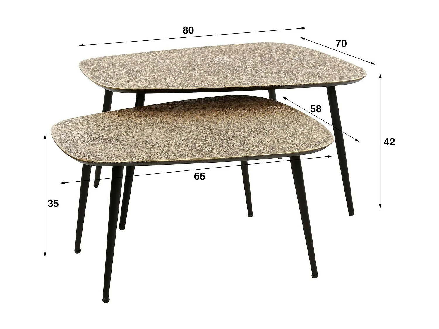 Table de salon organique effet métal doré (lot de 2) RALF