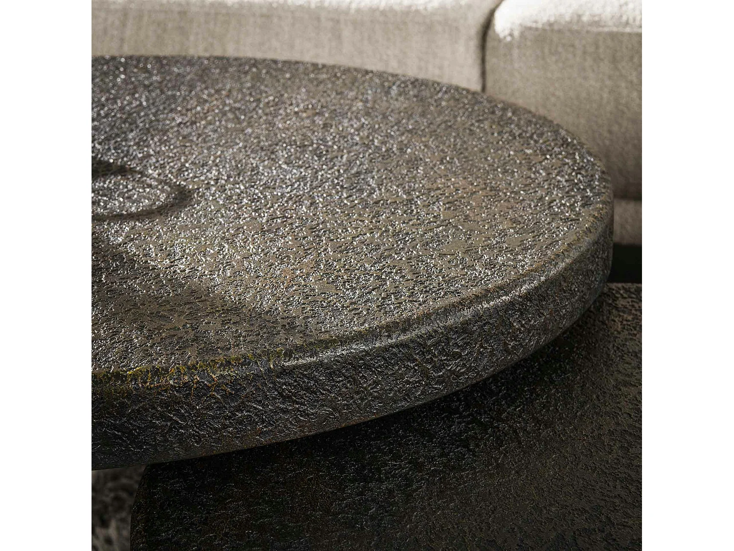 Table basse ronde effet métal vieilli (lot de 2) RALF