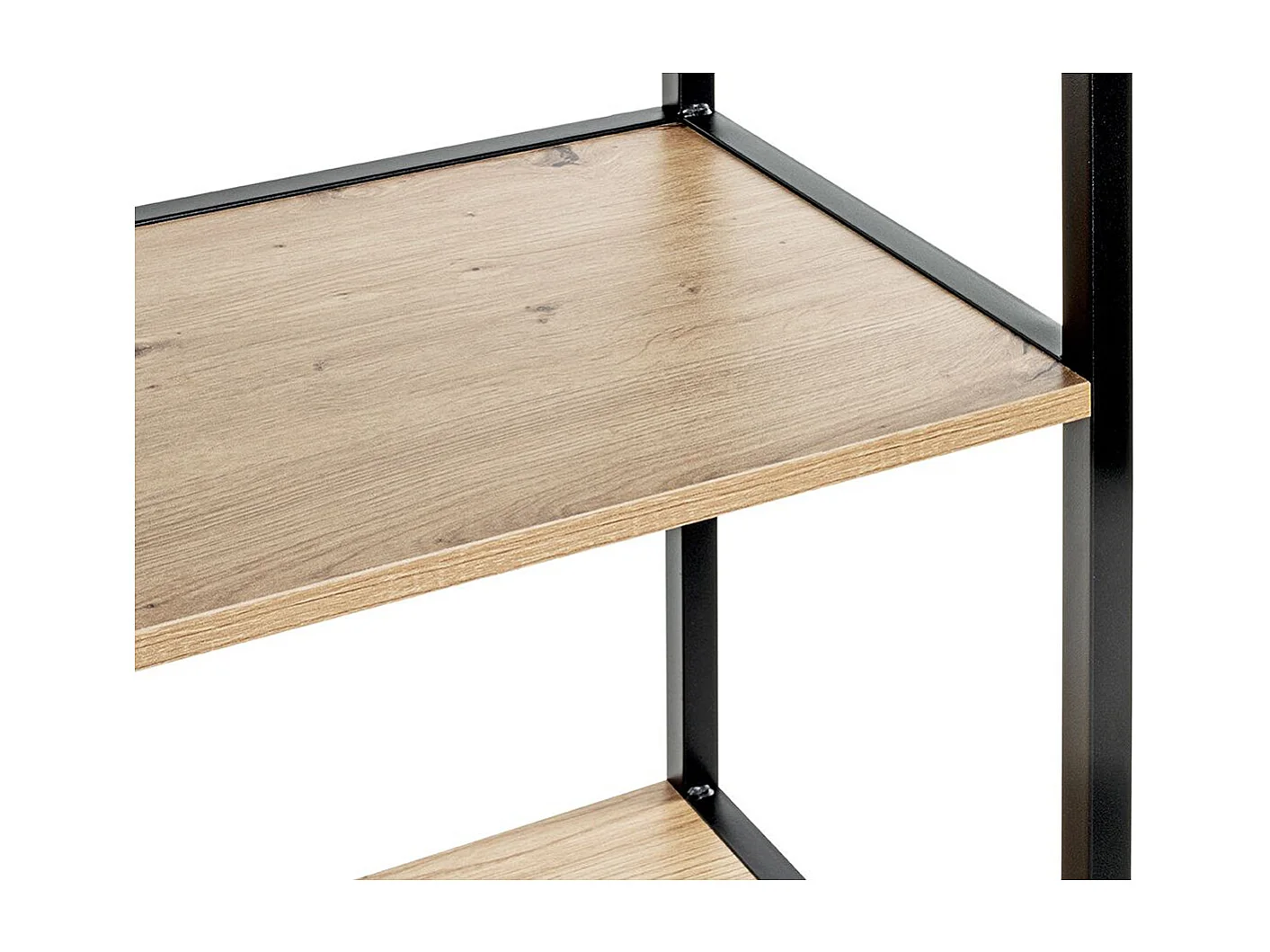 Meuble étagère, meuble de rangement en bois coloris chêne et métal noir  -longueur 64 x profondeur 35 x hauteur 167 cm