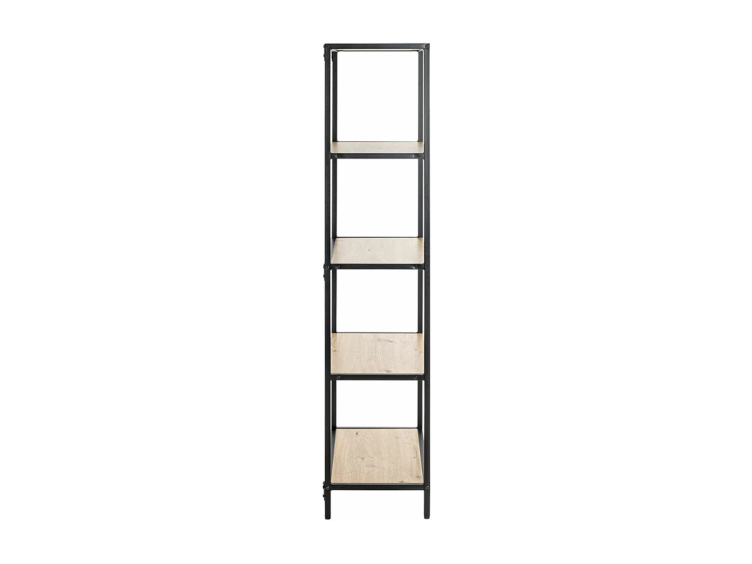 Meuble étagère, meuble de rangement en bois coloris chêne et métal noir  -longueur 64 x profondeur 35 x hauteur 167 cm