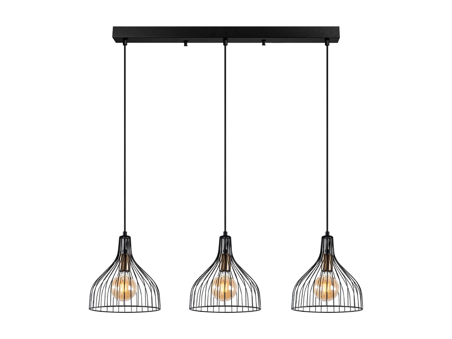 Zwarte metalen plafondlamp MARIE - 3 lampen, modern en minimalistisch design