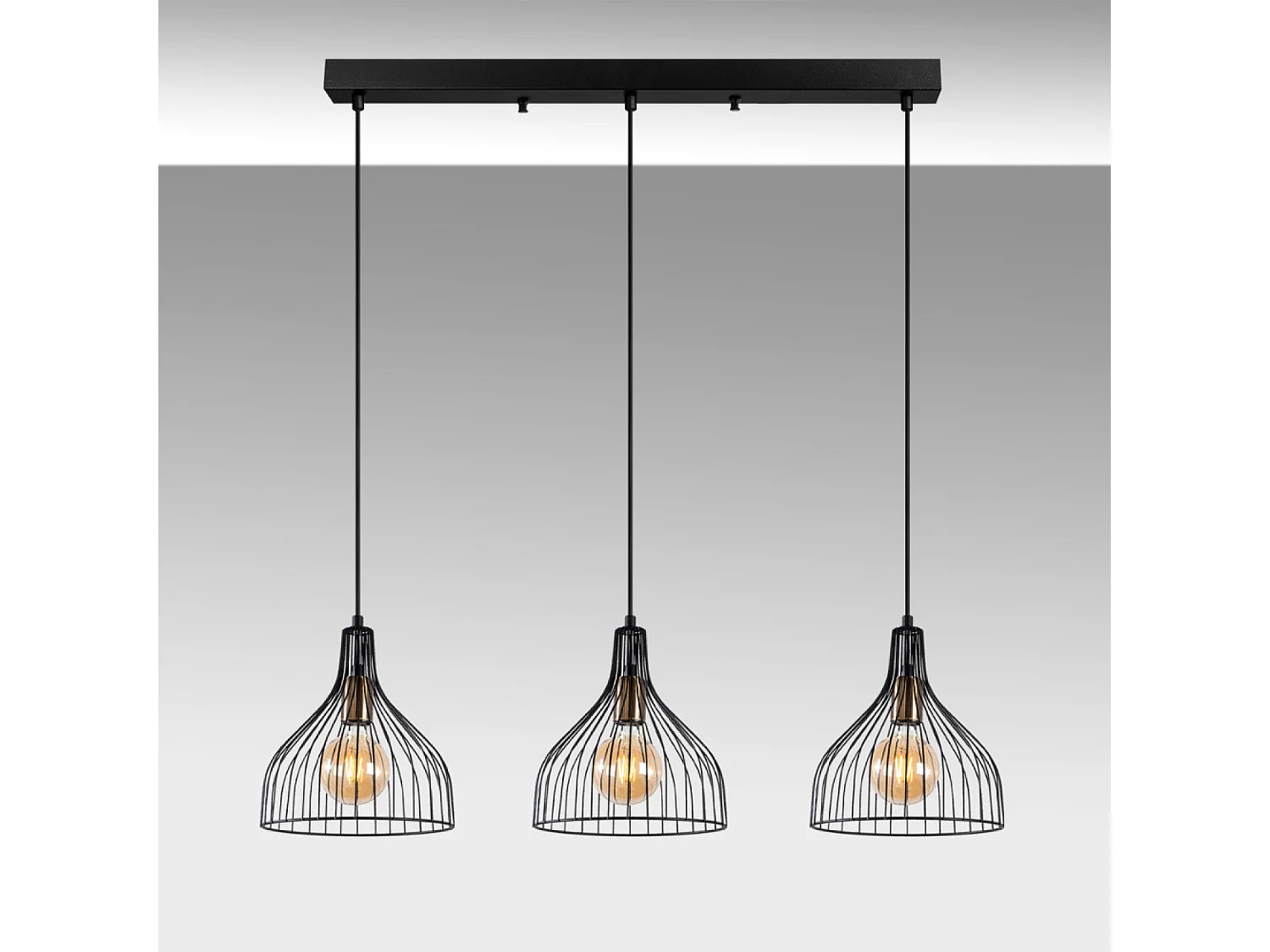 Zwarte metalen plafondlamp MARIE - 3 lampen, modern en minimalistisch design