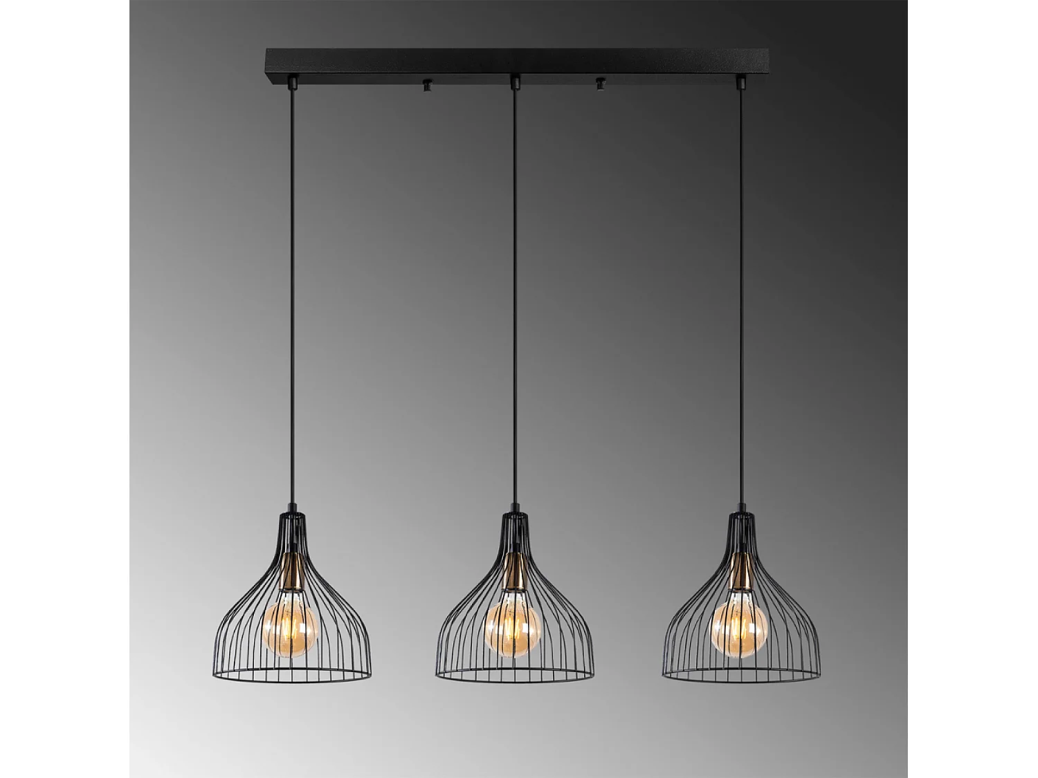 Zwarte metalen plafondlamp MARIE - 3 lampen, modern en minimalistisch design