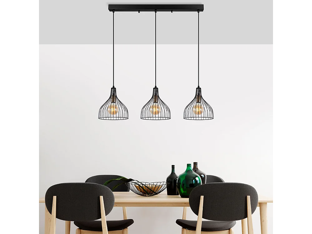 Plafonnier en métal noir - 3 lampes MARIE