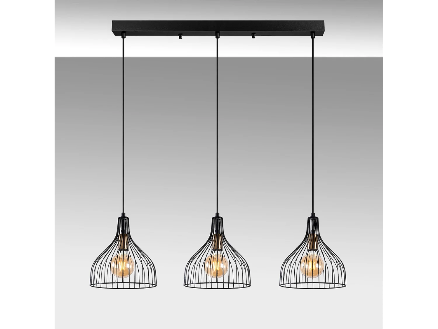 Plafonnier en métal noir - 3 lampes MARIE