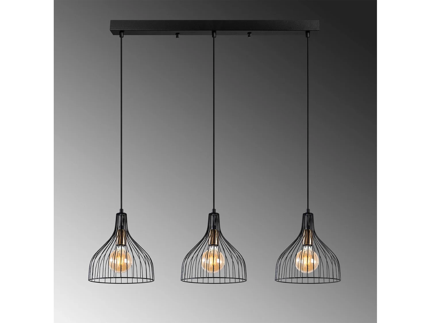 Plafonnier en métal noir - 3 lampes MARIE