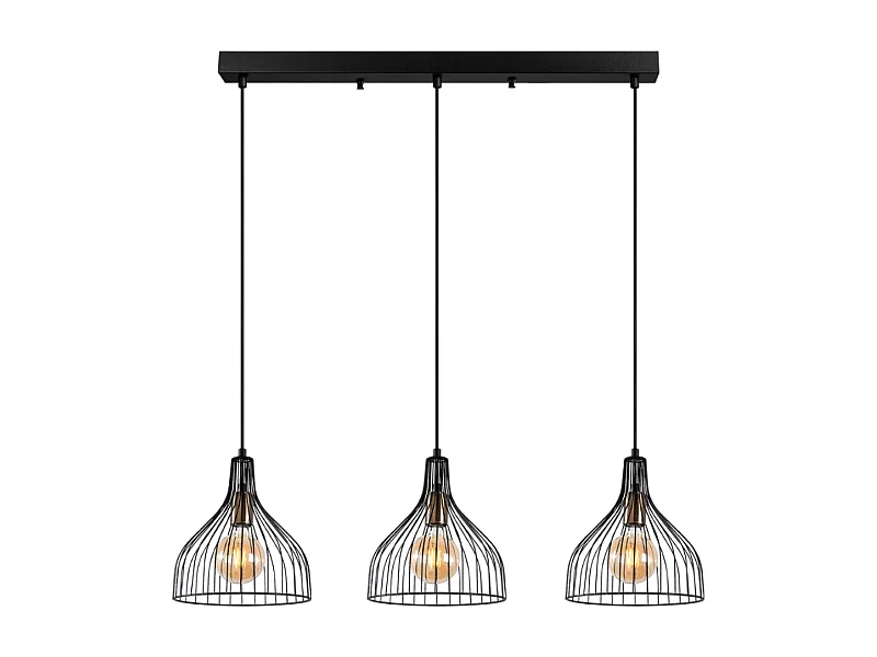 Zwarte metalen plafondlamp MARIE - 3 lampen, modern en minimalistisch design