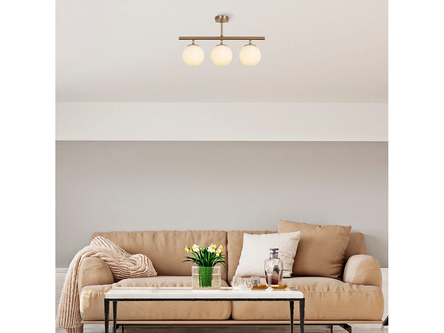 Plafonnier vintage - 3 lampes AMBRE