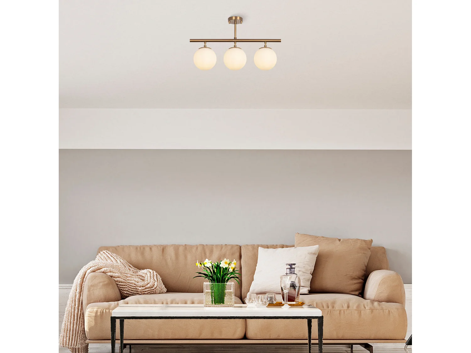 Plafonnier vintage - 3 lampes AMBRE