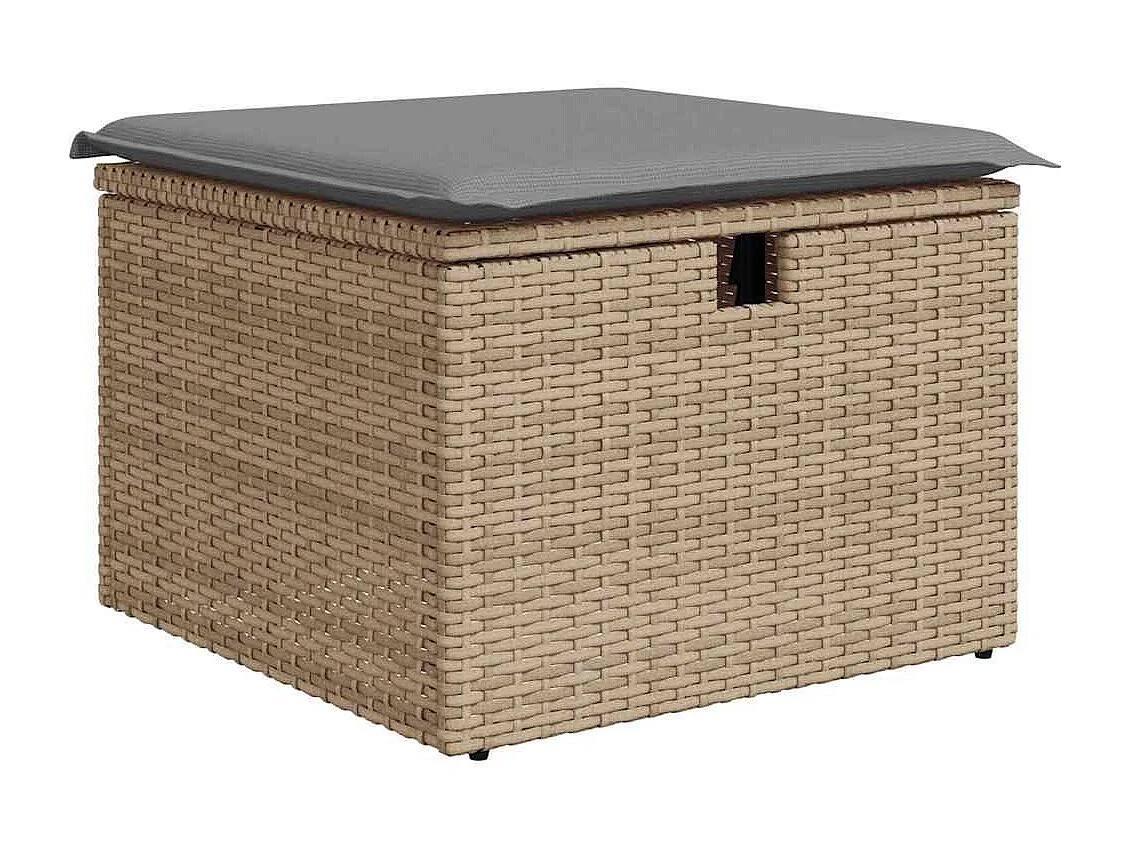 9-delige Loungeset met kussens poly rattan beige