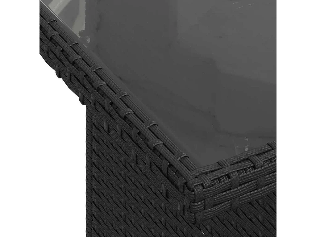 7 pcs conjunto de sofás p/ jardim c/ almofadões vime PE preto