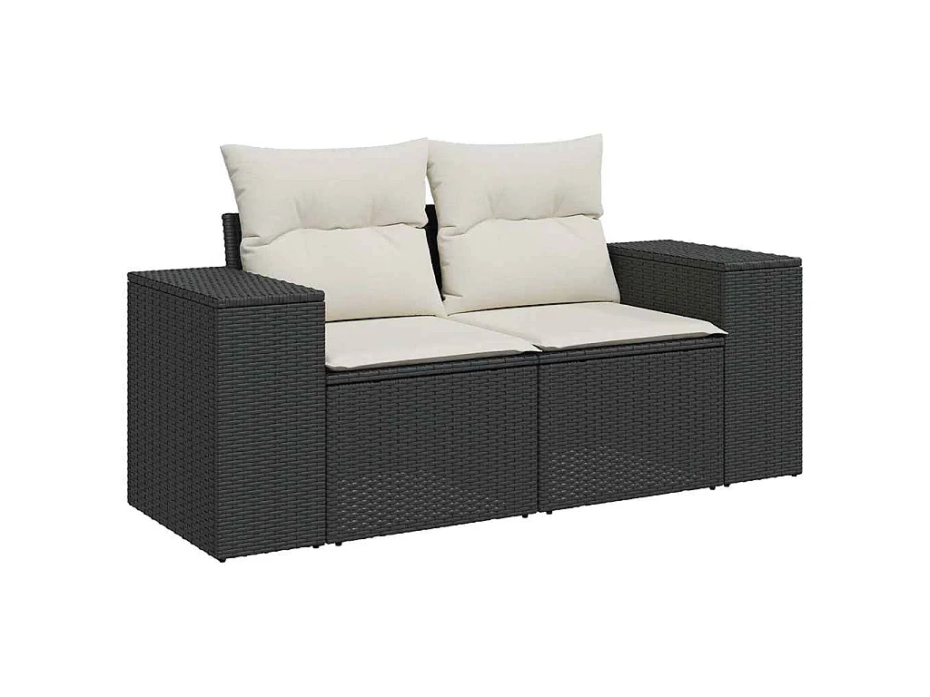 Set Divani da Giardino con Cuscini 8 pz Nero Polyrattan Acacia
