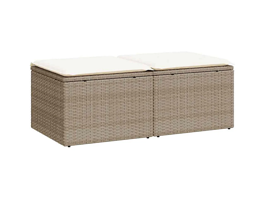 2-tlg. Garten-Sofagarnitur mit Kissen Beige Poly Rattan Akazie