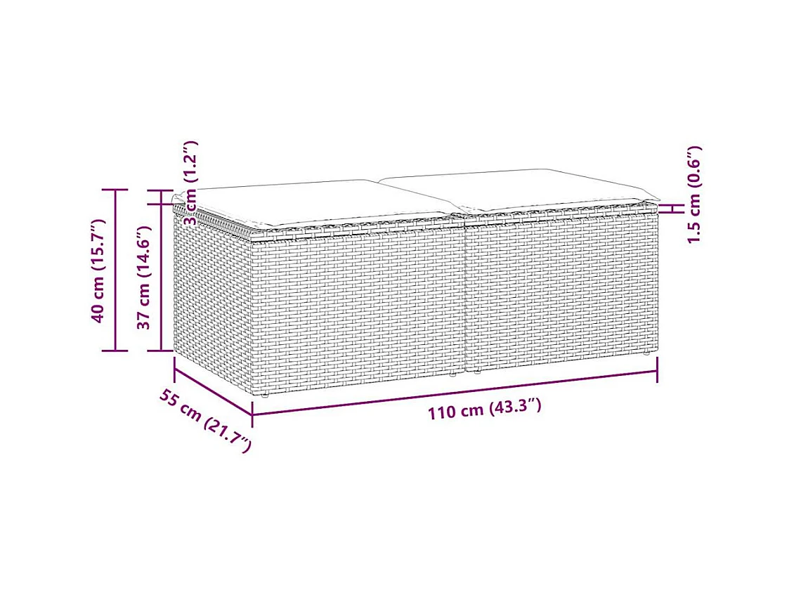 2-tlg. Garten-Sofagarnitur mit Kissen Beige Poly Rattan Akazie