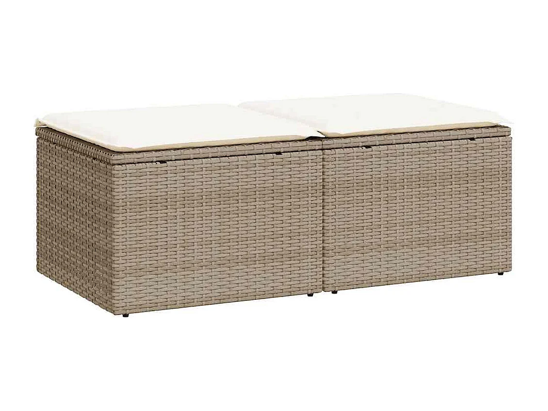 Salon de jardin avec coussins 2 pcs beige résine tressée acacia