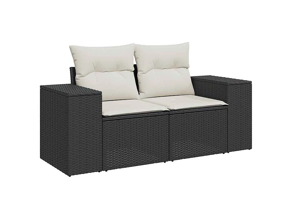 Set Divano da Giardino 6 pz con Cuscini Nero in Polyrattan