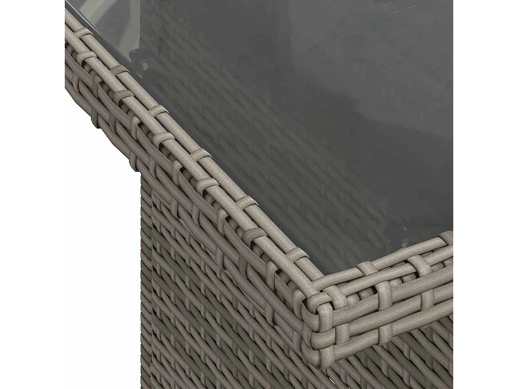 5 pcs conjunto sofás de jardim c/ almofadões vime PE cinzento